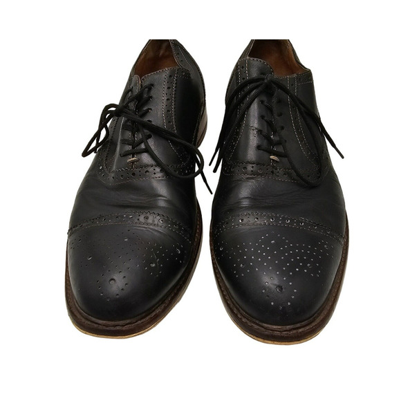 Warfield & Grand Black Shoes Mens 11 Oxford Designer Luxury Cap-Toe Wing Work main image 4